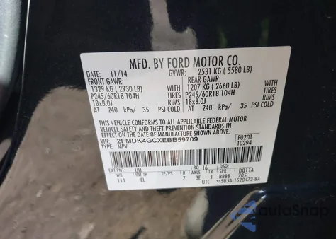 2014 Ford Edge Se from USA, damaged, VIN 2FMDK4GCXEBB59709